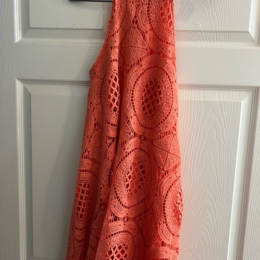 Anthropologie Coral Lace Dress